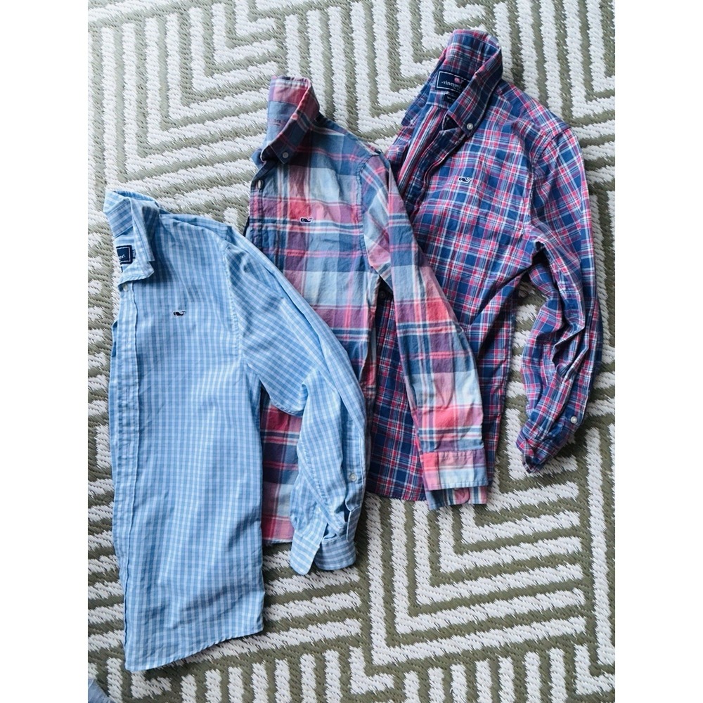 Boys 12-14 Vineyard Vines Button Down Lot 12-14 Long Sleeve Collared Whale Shirt